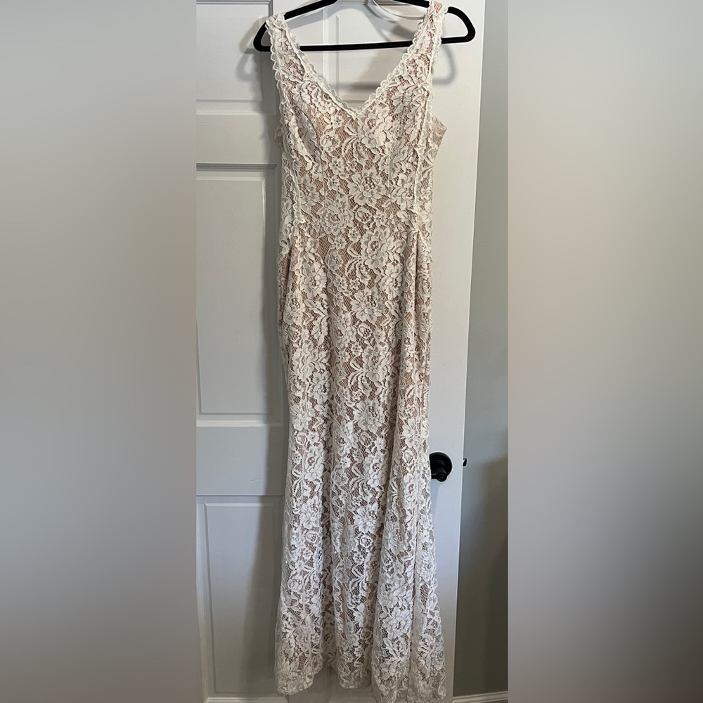 Size 6 white lace, floor length dress
